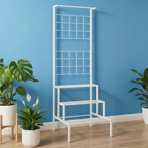 ecofynd Bloom Plant Stands for Outdoor Balcony, Flower Pot Stand for Indoor Plants, Large Metal Planter Stand for Living Room, home decor, Indoor & Outdoor plants, 4 Tier, (White)