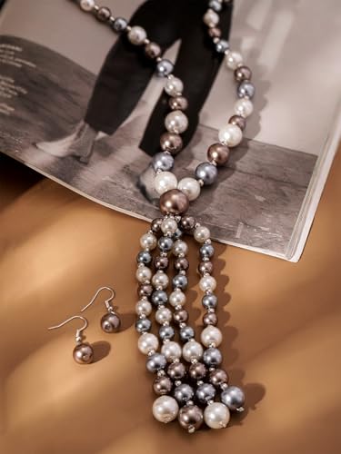 Image of Rubans Pearl Necklace Set Traditional Statement Jewellery Gift for Women & Girls
