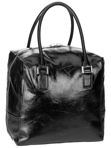 Kayla Satchel M LIEBESKIND BERLIN en cuir verni plissé effet vintage noir