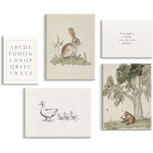 Vintage Nursery Wall Art Kids Canvas Prints Baby Boys Wall