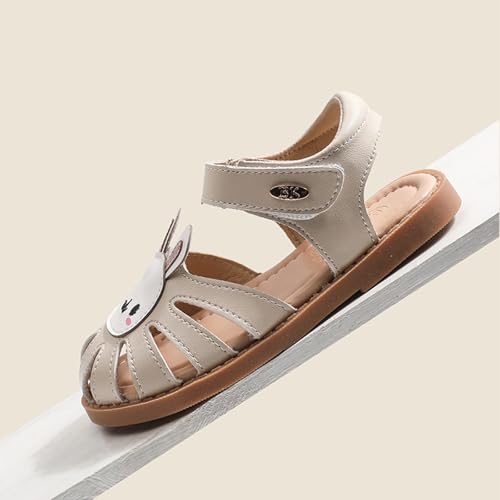 Image of WUIWUIYU Toddlers Little Girls T-Strap Hook&Loop Dress Strawberry Summer Shoes Closed Toe Carrot Sandals