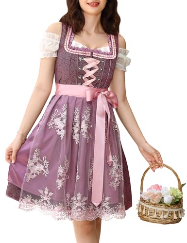 Dirndl complet 3 pièces pour femme avec robe élégante pour événements traditionnels
