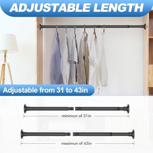 Image of CorkLatta Black Shower Curtain Rod 32 to 43 Inch,1 Inch Diameter Adjustable Spring Tension Stainless Steel Telescoping Rod,Easy Install,No Rust