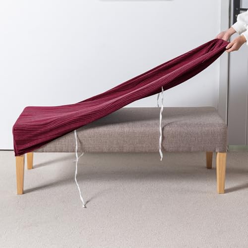 Image of HOKIPO 200gsm Knitting Jacquard Bench Cover, 'Nestiva Series', Burgundy (AR-6237-BRGN)