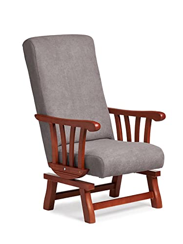 Abuelo a Gusto- Mecedora clásica con Brazos de Madera de Haya, con Respaldo Recto. Ideal para Abuelita/Persona Mayor. Tamaño: 112x56x84 cm. (Cerezo, Gris)