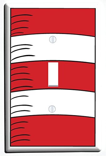 Red and White Striped Single Toggle Light Switch Plate that Match our Cats In Paris Wall Decor