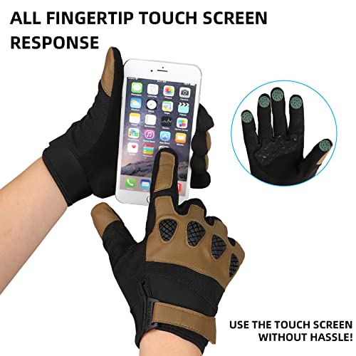 Tfroco Tactical Gloves For Men, Motorcycle Gloves For Women, Airsoft Paintball Gloves Full Finger Touchscreen For Outdoor Sports Coyote Medium #TOP4