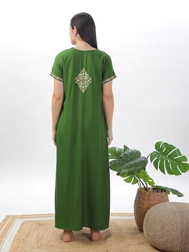 Image of 9shines Label Stylish Alpine Nighty Maxi for Women | Full Length Trendy Nightgown | Premium Nightdress | Nightwear | Heavy Embroidery Nighty with Pockets(2891)