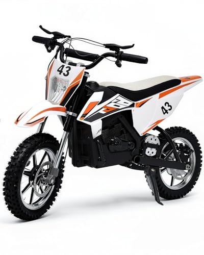 Blitzshark 36V 650W Kids Electric Dirt Bike Off-Road Motocross Ultra Powerful Motorcycle, with 17MPH MAX Speed, Rubber Tire, Twist Grip Throttle, Dual Suspension & Brakes, Leather Seat, SRK-MC20 Pro