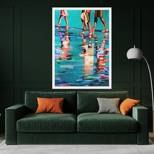 Toile imprimée abstraite Promenade sur la plage tableau reflets d'été - 3