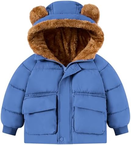SFreeBo Baby Jacke Winterjacke Mädchen Jungen Fleecejacke Kinder Bärenohren Kapuzenjacke mit Taschen Plüsch Gefütterte Winterkleidung 6 Monate-5 Jahre