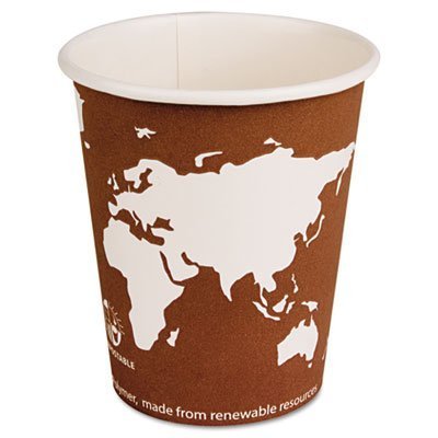 World Art Renewable Compostable Hot Cups, 10 oz., 50/PK, 20 PK/CT