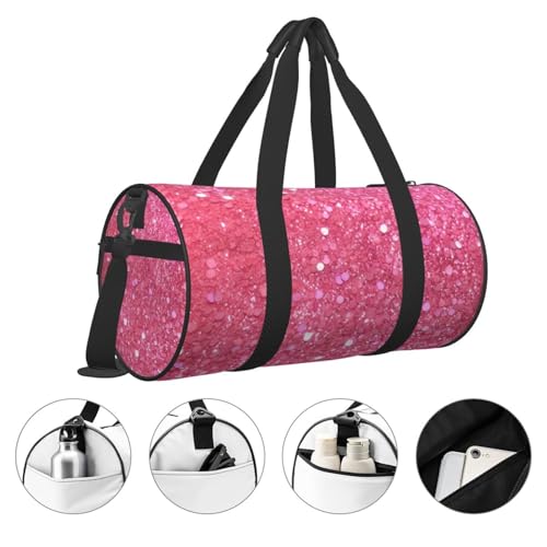Travel Duffel Bag Sports Gym Bag With Shoes Compartment,Lightweight Overnight Weekender Bag Sparkling Pink Glitter Yoga Gym Sports Bag For Men Women4