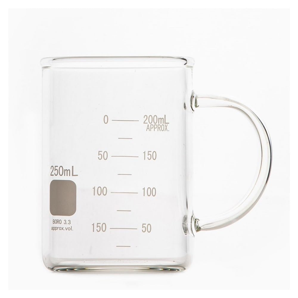 Attrezzature e forniture di laboratorio Becher in vetro con manico, doppia scala in borosilicato B19