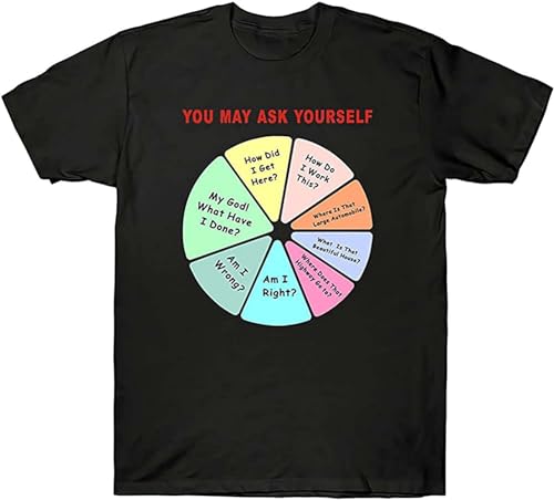 paosijie You May Ask Yourself T-Shirt Talking Heads Once in A Lifetime Pie Chart Tee Black Black Black XXL
