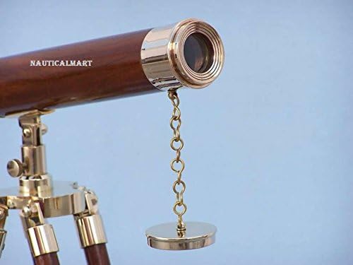 Nauticalmart Floor Standing Brass Harbor Master Telescope 30" - Wood by Nauticalmart
