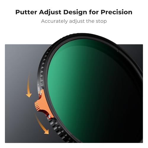 K&F Concept 67mm Variable ND Filter ND2-ND400 (1-9 Stops) with Putter HD 28 Multi-Layer Coatings Import AGC Glass Adjustable Neutral Density Filter for Camera Lens