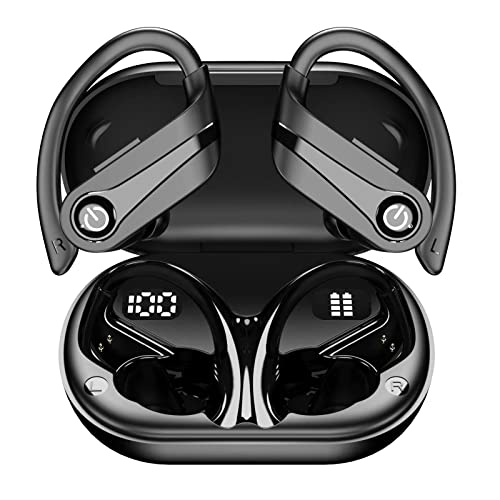 Bluetooth Kopfhörer Sport, Bluetooth 5.3 In Ear Kopfhörer Kabellos, Wireless Kopfhörer mit Bügel mit Ohrhaken, 80H Stereo CVC 8.0 Noise Cancelling Ohrhörer, IPX7 wasserdichte für Sport und Laufen Cover