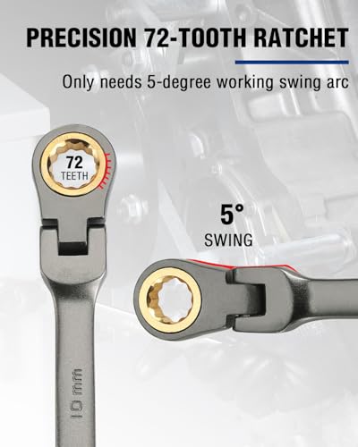 Image of WORKPRO 10 mm Flex-Head Ratcheting Combination Wrench, Nickel Plating