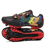 Hixingo Scarpe MTB Uomo Donna, Graffiti Colorati Stampa Scarpe Mountain Bike Compatibili con Pedali SPD, Unisex Scarpe Ciclismo All'aperto per Bici