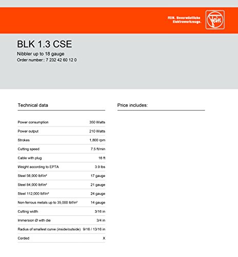 Fein Blk 1.3Cse/N12 18 Gauge Nibbler #TOP4