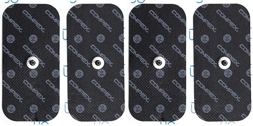 Compex I Sachet de 2 électrodes Noires 5x10 cm Simple Snap pour électrostimulateur I Compatibles avec Les électrostimulateurs avec ou sans câble (Lot de 2)