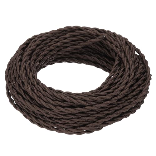 Fil vintage de tissé brun foncé PATIKIL 18AWG 2-conducteur de 65 ft