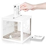 Funrous 50 Diaper Raffle Tickets with Box for Baby Shower Game Invitations Diaper Raffle Card for Gender Reveal Baby Shower Party Decoration Table Centerpiece(Clear White)