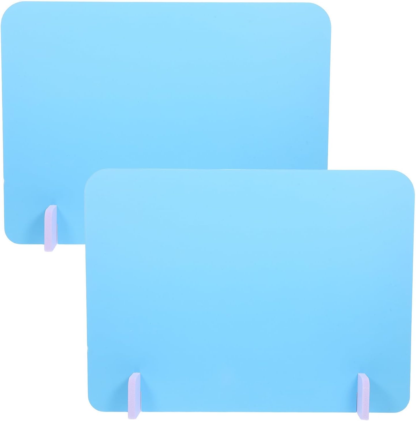 2 Sets Freestanding Desk Divider with Base, Blue 30x40cm Desktop | Pvc Board, Easy Setup, Visibility, for Schools Studying and Dining