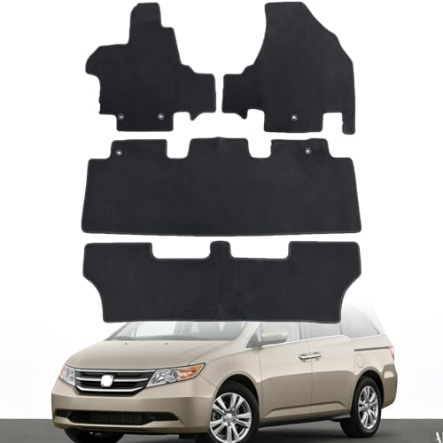 GXARTS Car Floor Mats Carpet Full Set All-Weather Protect Compatible with Honda Odyssey 2011 2012 2013 2014 2015 2016 2017 | Waterproof Black Car Mats with Anti-Slip Backing