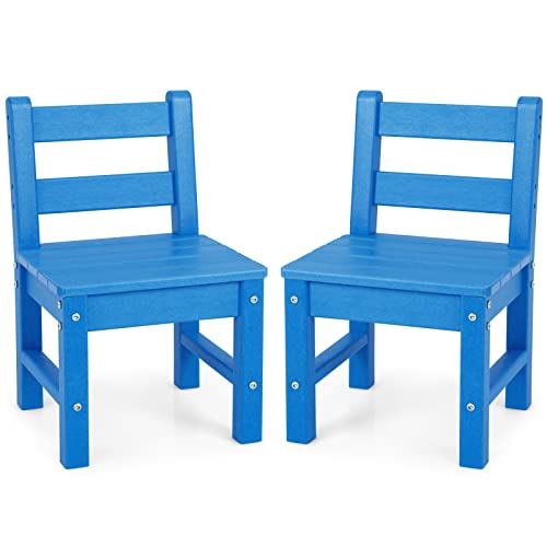 LIFEZEAL Kinderstühle 2er Set, Schreibtischstuhl Aus Holz, Gartenstuhl Mit Rückenlehne, Kunststoff Schreibtischstühle, Stabile Sitzgruppe, Stuhl Für Kinder