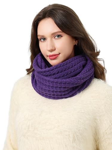 DonDon Schal Damen Winter Winterschal Strickschal Loop Schal Schlauchschal - Violett