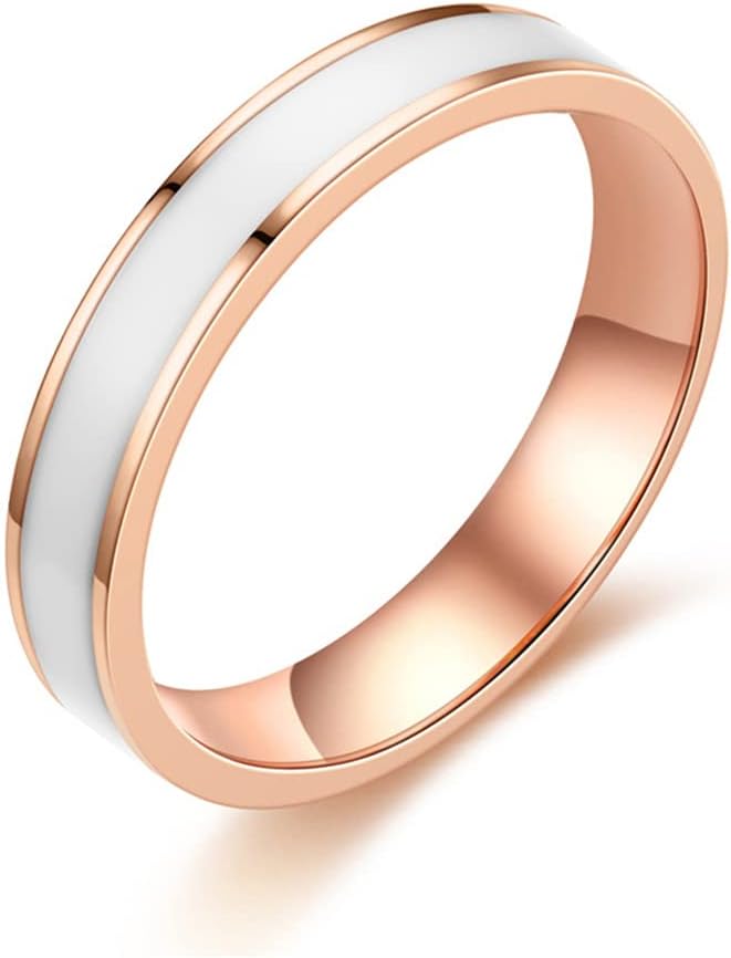 Women's 4MM Stainless Steel Promise Eternal Ring Epoxy Enamel Wedding Band Comfort Fit