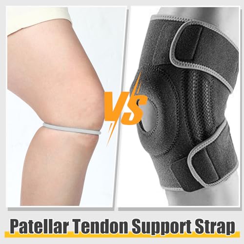 Image of Foilswirl Silicone Patella Knee Band for Basketball Patella Tendon Support Knee Pain Running Tendon Brace Support Strap(4,White and Gray,M)