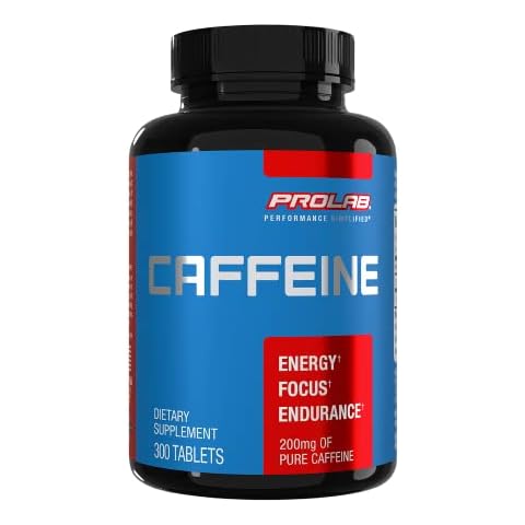 ProLab Caffeine Tablets 200mg - 300ct | Energy Support, Helps Enhance Endurance & Mental Focus, Reduce Fatigue, Pre-Workout, Extra Strength Cover