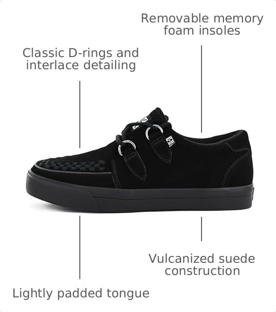 Image of TUK Suede Creeper Sneaker Shoes for Women and Men, D Ring Lace Up Shoes