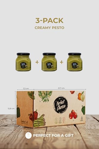 Image of Perfect Choice Creamy Pesto Sauce 3-Pack - Creamy Gourmet Italian Pesto with Real Basil, Cheese & Garlic, Ready-to-Use Pasta Sauce & Spread, Smooth Texture, Versatile for Pasta Sandwiches & Meals Pack of 3