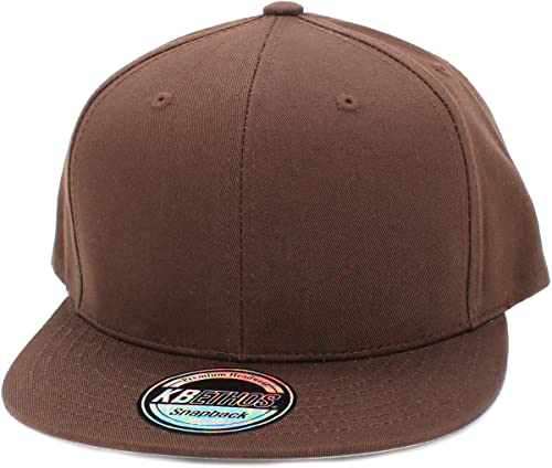 Image of KBETHOS Classic Snapback Hat Blank Cap Underbrim Cotton Wool Blend Flat Visor Adjustable Unisex