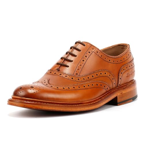 Ben Sherman Sugarman Brogue Leather Men's Tan Lace-Up Shoes - US 93