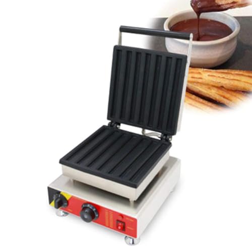 Máquina eléctrica para hacer churros, 1500 W, antiadherente, para hacer waffles con temperatura y temporizador ajustables, máquina para hacer rosquillas de frutas latinas, blintzes y tortillas.