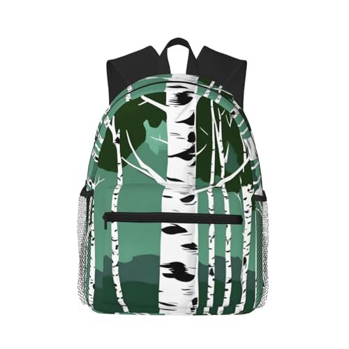 Sac à dos léger noir Birch Trees avec poches pour adulte de taille unique
