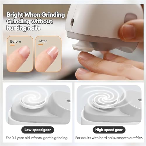 SEAHELTON Electric Nail Clipper,Automatic Nail Trimmer,Nail File with Light & 2 Speeds,Fingernail Cutter and Manicure 2 in 1 Design.Rechargeable Safety Nail Scissors for... - Image 3