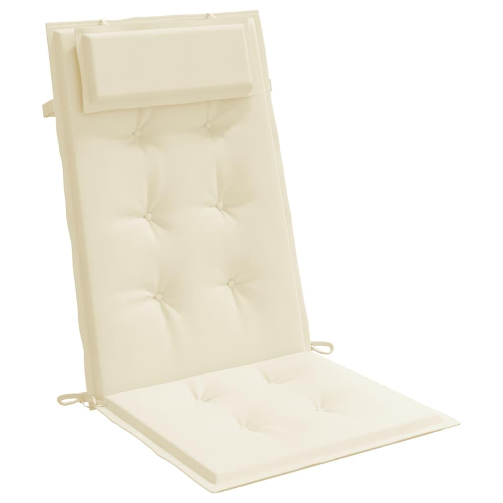 ZEYUAN Cojines de Silla Respaldo Alto 4 uds Tela Oxford Color Crema, Cojines para Butacas De Jardin, Cojines Sillas Cocina, Cojines para Sillas De Terraza, Cojin Silla Exterior