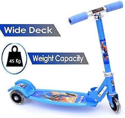 Raawan Kids 3 Wheel Foldable Scooter Cycle with Height Adjustment & Led Light on Wheel(Break and Bell) for Boys and Girls - Multicolor