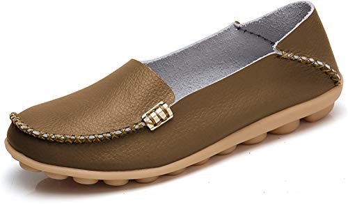 VenusCelia Women's Natural Comfort Walking Flat Loafer(6.5 M US,Khaki)
