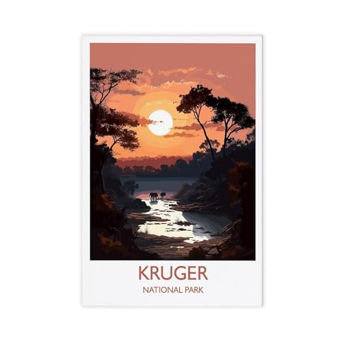 SWDXA Kruger Travel of National Park Sunset South Africa Gift Canvas Poster Wall Art Prints Room Aesthetic Murals Bedroom And Living Decorations 12" L X 18" W