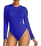 iToolai Women Long Sleeve Bodysuit Leotard Snap Button Thong