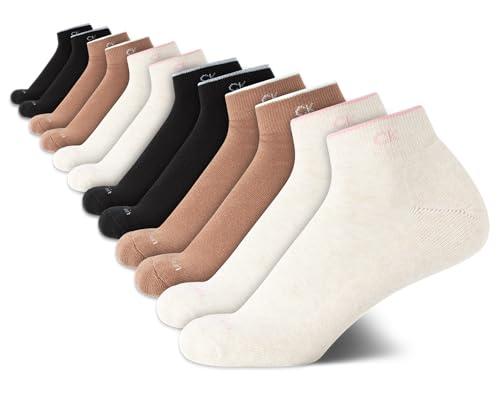 Calvin Klein Women's Quarter Socks - 12 Pack Cushioned Athletic Ankle Socks for Women - Women's Sports Socks (Size: 4-10, Oatmeal Heather