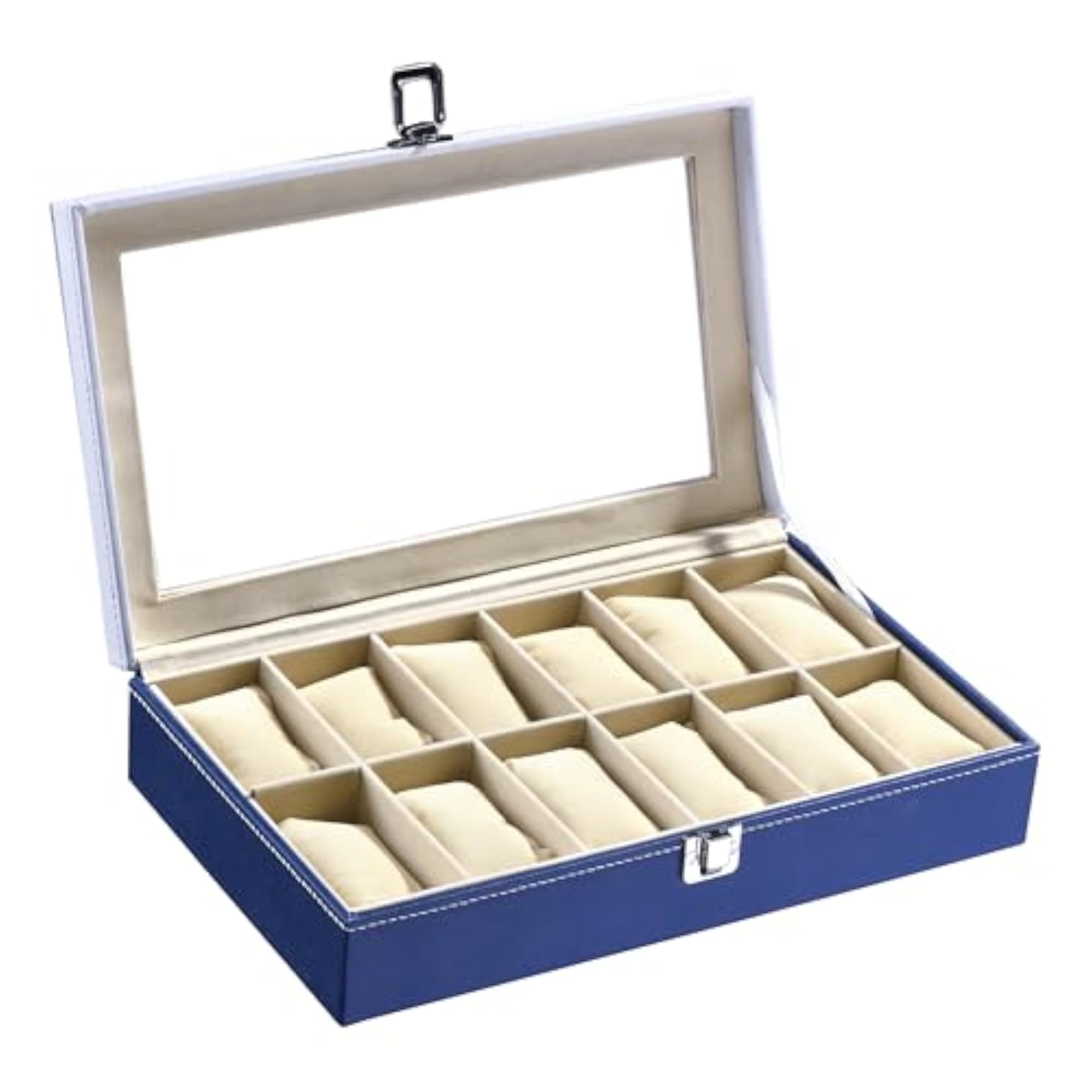 Faux Leather See Through 12 Slots Wrist Watch Organiser Box
