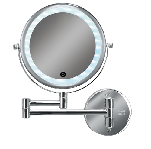 Kleine Wolke Kosmetikspiegel Lumi Mirror, mit 7-facher Vergrößerung, Größe: 29 x 36 x 4 cm, Material: Metall/Glas/LED, Silber